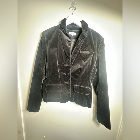 Calvin Klein Velvet Black Blazer Size 6 - Picture 7 of 14